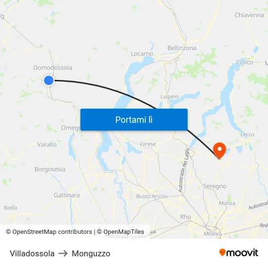 Villadossola to Monguzzo map