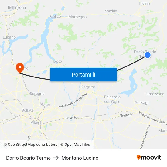 Darfo Boario Terme to Montano Lucino map