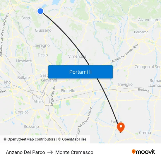 Anzano Del Parco to Monte Cremasco map