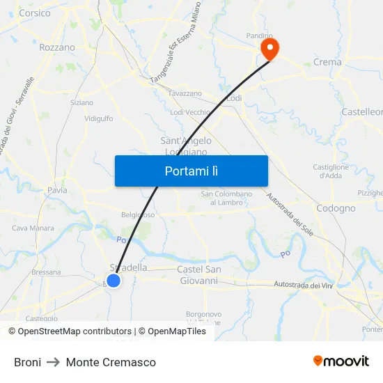 Broni to Monte Cremasco map