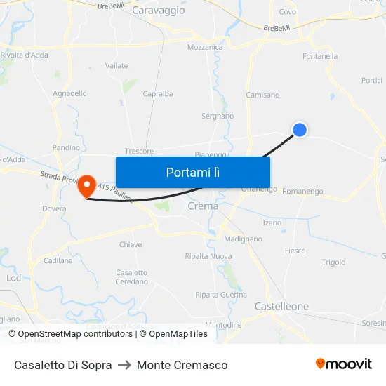 Casaletto Di Sopra to Monte Cremasco map