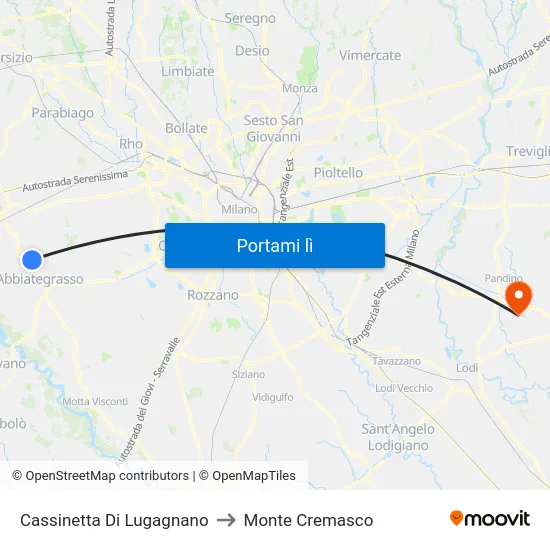Cassinetta Di Lugagnano to Monte Cremasco map