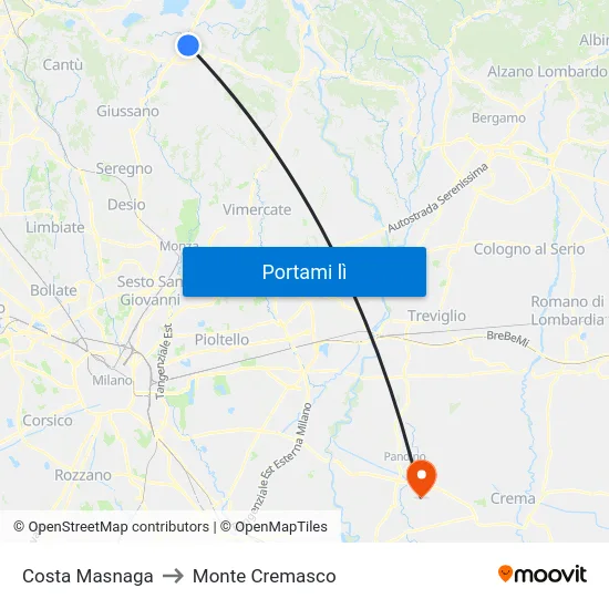 Costa Masnaga to Monte Cremasco map