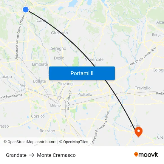 Grandate to Monte Cremasco map