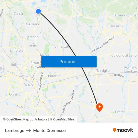 Lambrugo to Monte Cremasco map