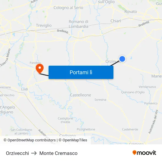 Orzivecchi to Monte Cremasco map