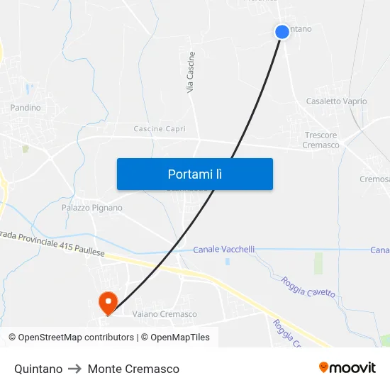 Quintano to Monte Cremasco map