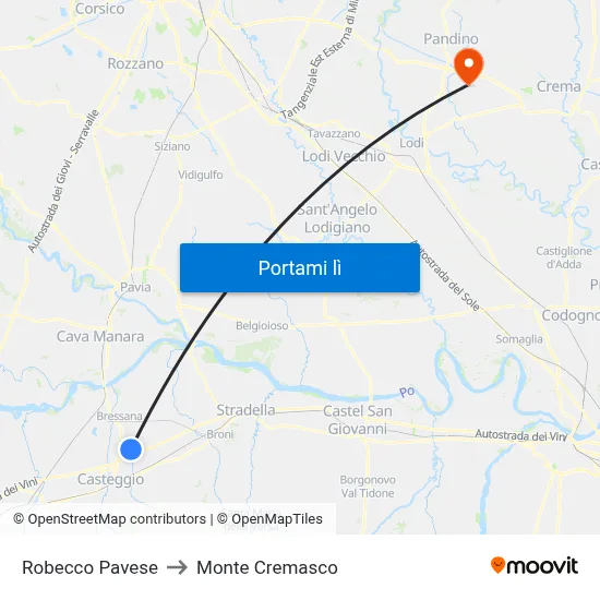 Robecco Pavese to Monte Cremasco map