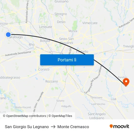 San Giorgio Su Legnano to Monte Cremasco map