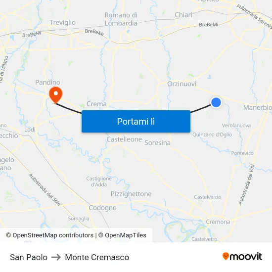 San Paolo to Monte Cremasco map