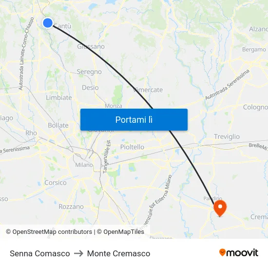 Senna Comasco to Monte Cremasco map