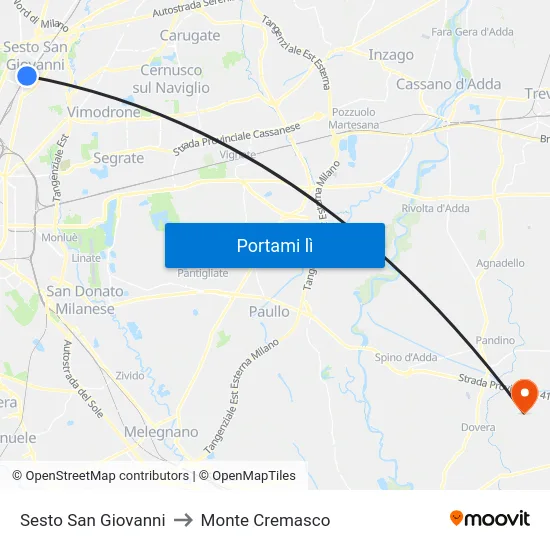 Sesto San Giovanni to Monte Cremasco map