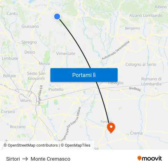 Sirtori to Monte Cremasco map