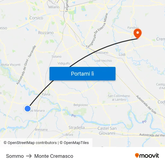 Sommo to Monte Cremasco map