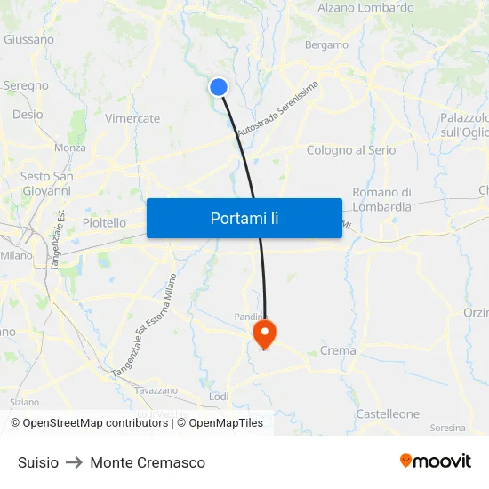 Suisio to Monte Cremasco map