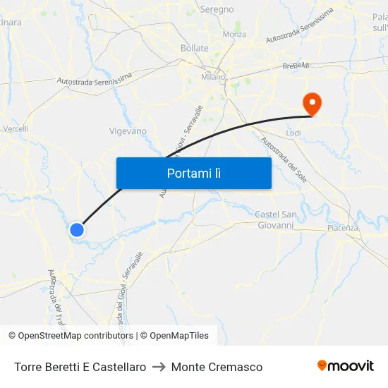 Torre Beretti E Castellaro to Monte Cremasco map