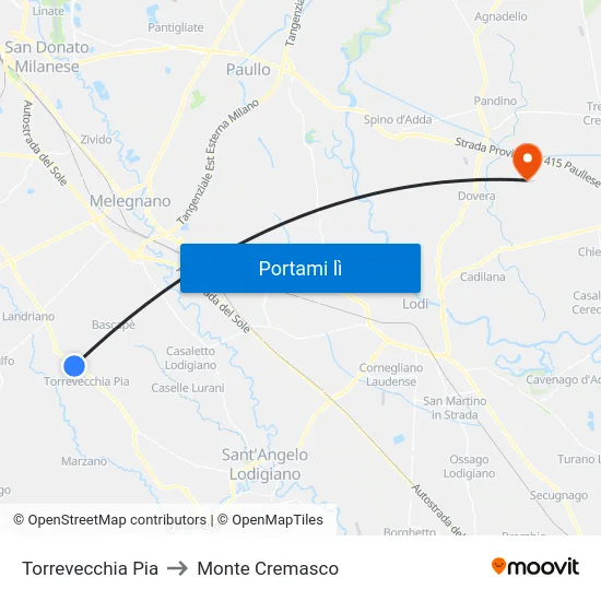 Torrevecchia Pia to Monte Cremasco map