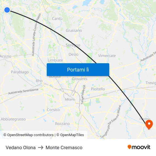 Vedano Olona to Monte Cremasco map