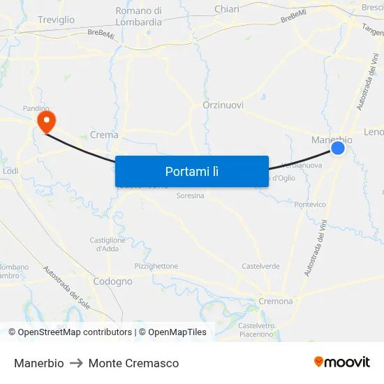 Manerbio to Monte Cremasco map