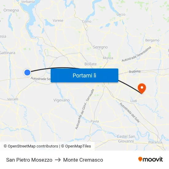 San Pietro Mosezzo to Monte Cremasco map