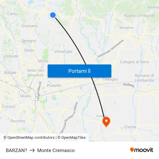BARZAN? to Monte Cremasco map