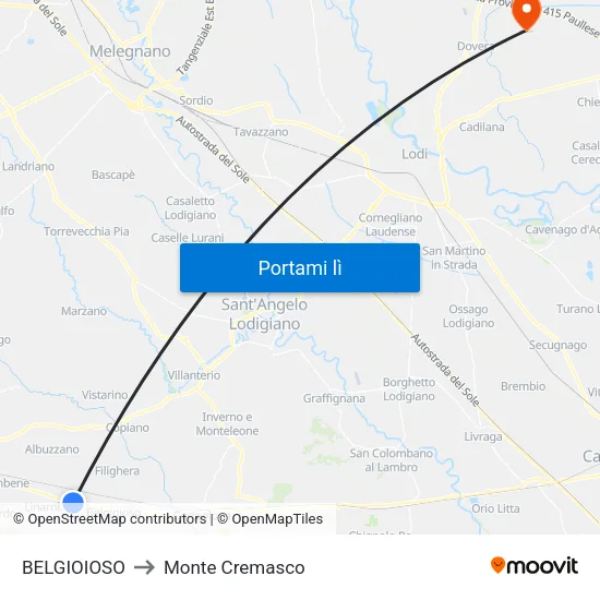 BELGIOIOSO to Monte Cremasco map