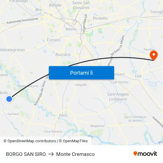 BORGO SAN SIRO to Monte Cremasco map