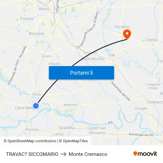 TRAVAC? SICCOMARIO to Monte Cremasco map