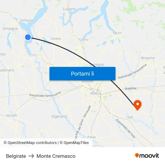 Belgirate to Monte Cremasco map