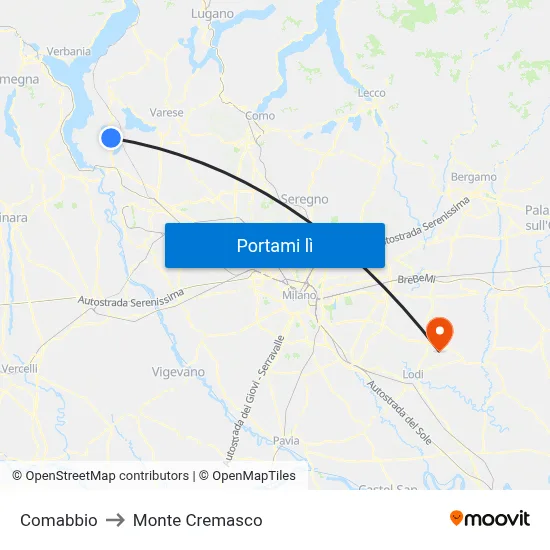 Comabbio to Monte Cremasco map
