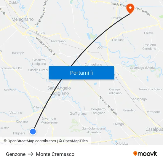 Genzone to Monte Cremasco map