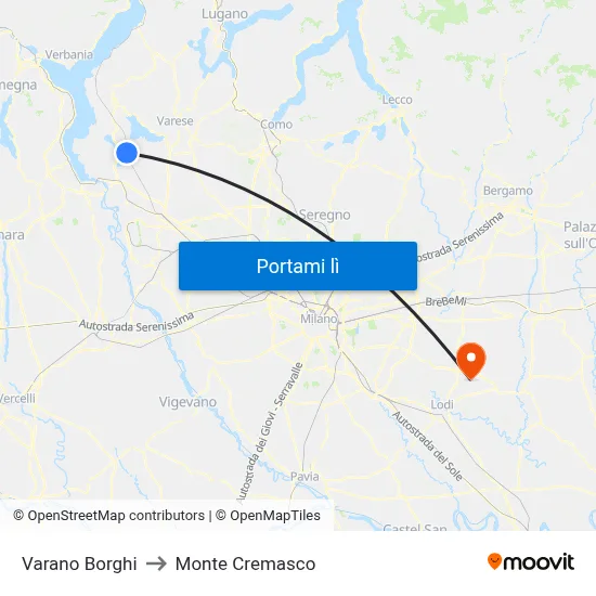 Varano Borghi to Monte Cremasco map