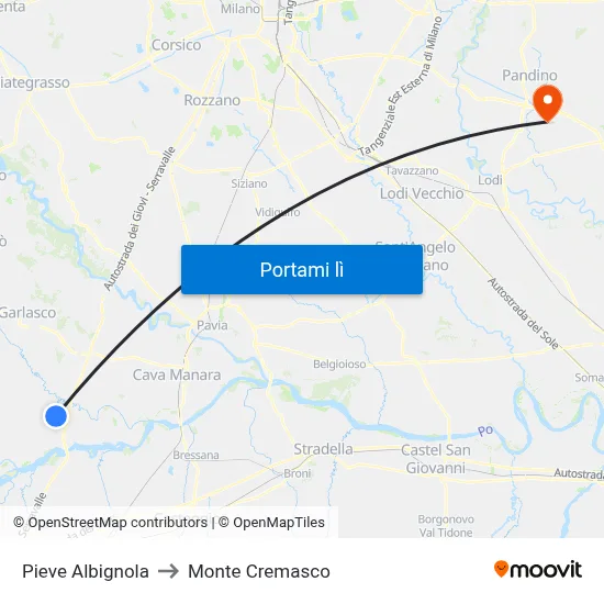 Pieve Albignola to Monte Cremasco map