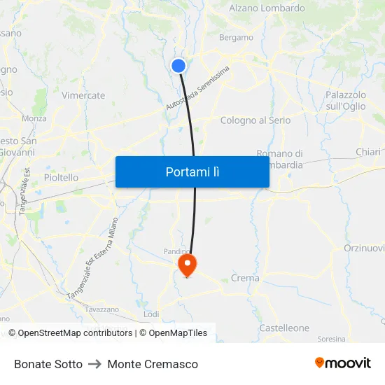 Bonate Sotto to Monte Cremasco map
