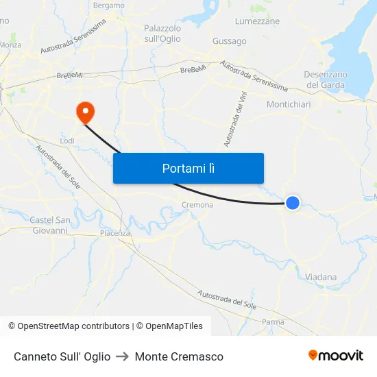 Canneto Sull' Oglio to Monte Cremasco map
