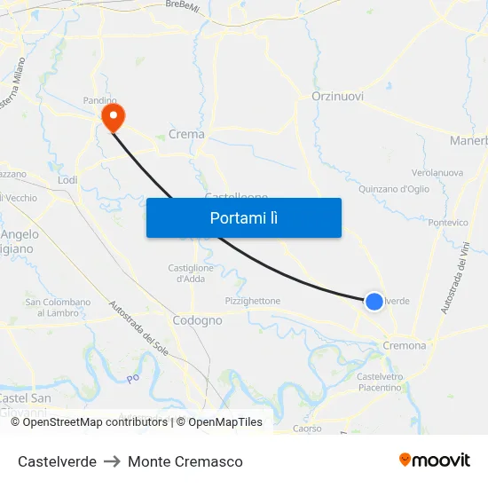 Castelverde to Monte Cremasco map