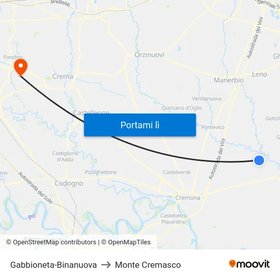 Gabbioneta-Binanuova to Monte Cremasco map