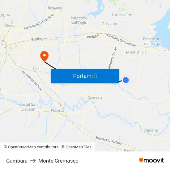 Gambara to Monte Cremasco map