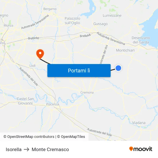 Isorella to Monte Cremasco map