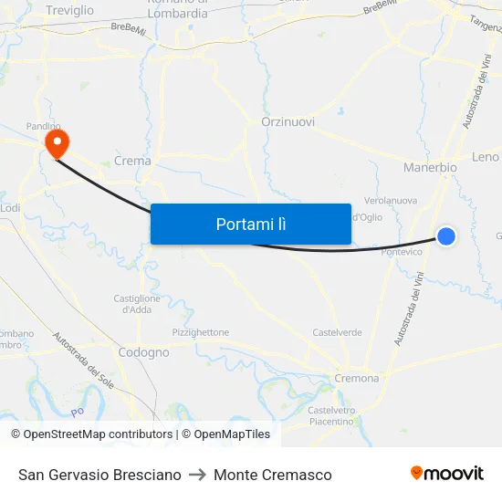 San Gervasio Bresciano to Monte Cremasco map