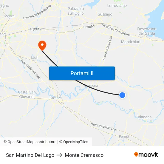 San Martino Del Lago to Monte Cremasco map