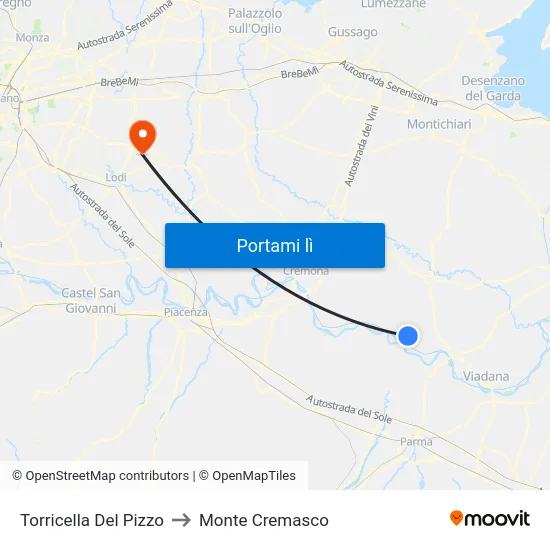 Torricella Del Pizzo to Monte Cremasco map