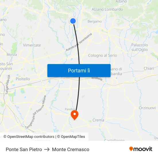 Ponte San Pietro to Monte Cremasco map