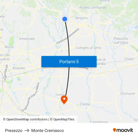 Presezzo to Monte Cremasco map