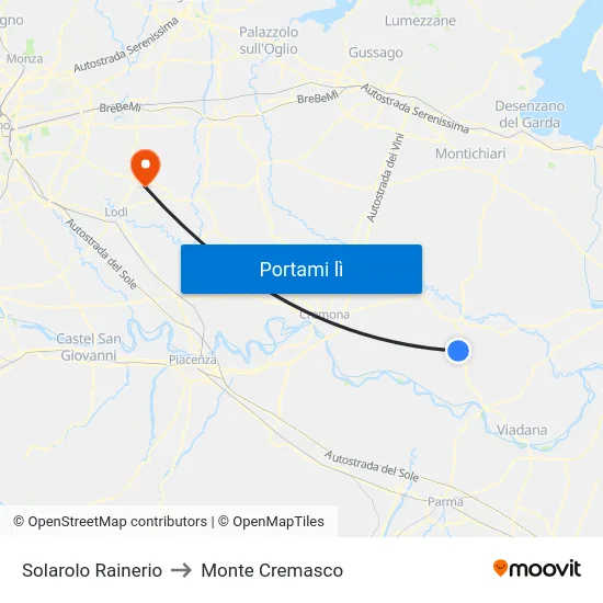Solarolo Rainerio to Monte Cremasco map