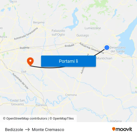 Bedizzole to Monte Cremasco map