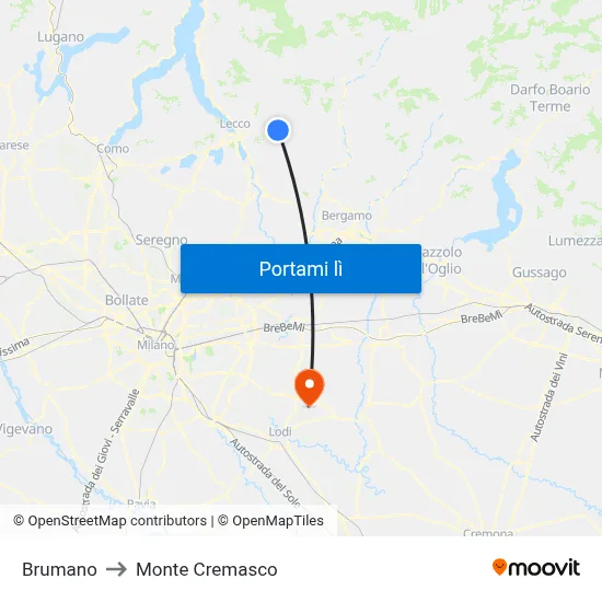 Brumano to Monte Cremasco map