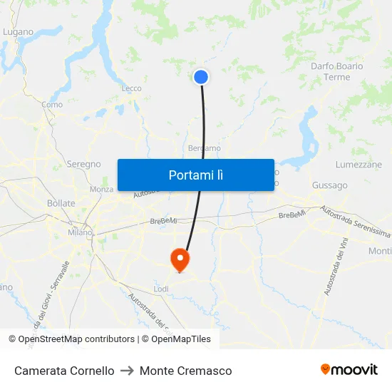 Camerata Cornello to Monte Cremasco map