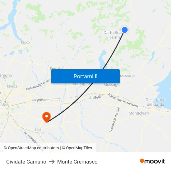 Cividate Camuno to Monte Cremasco map