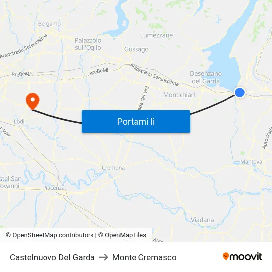 Castelnuovo Del Garda to Monte Cremasco map